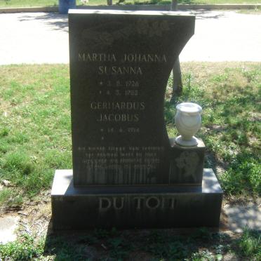 TOIT Gerhardus Jacobus, du 1914- &amp; Martha Johanna Susanna 1926-1985