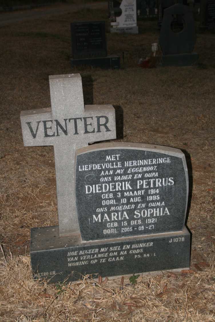 VENTER Diederik Petrus 1914-1995 & Maria Sophia 1921-2005