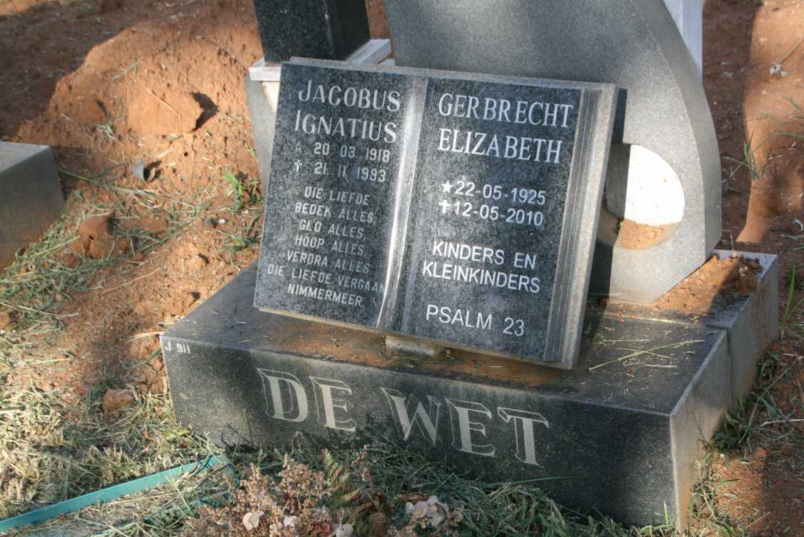 WET Jacobus Ignatius, de 1918-1993 & Gerbrecht Elizabeth 1925-2010