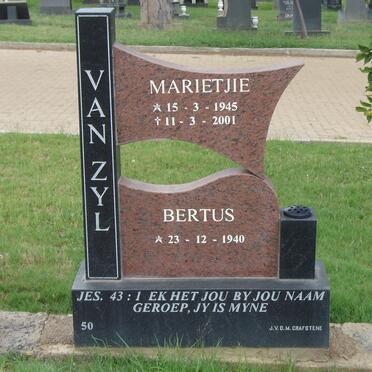 ZYL Bertus, van 1940- &amp; Marietjie 1945-2001
