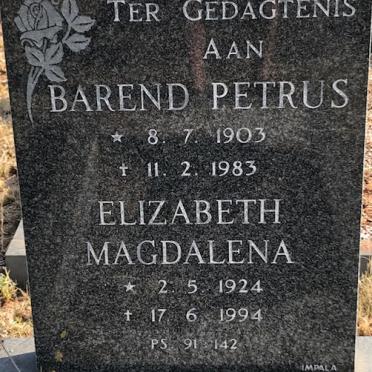 PRETORIUS Barend Petrus 1903-1983 &amp; Elizabeth Magdalena 1924-1994