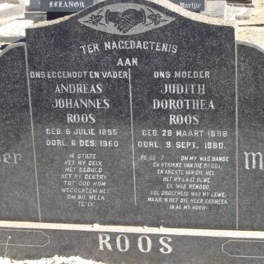 ROOS Andreas Johannes 1895-1960 &amp; Judith Dorothea 1898-1980