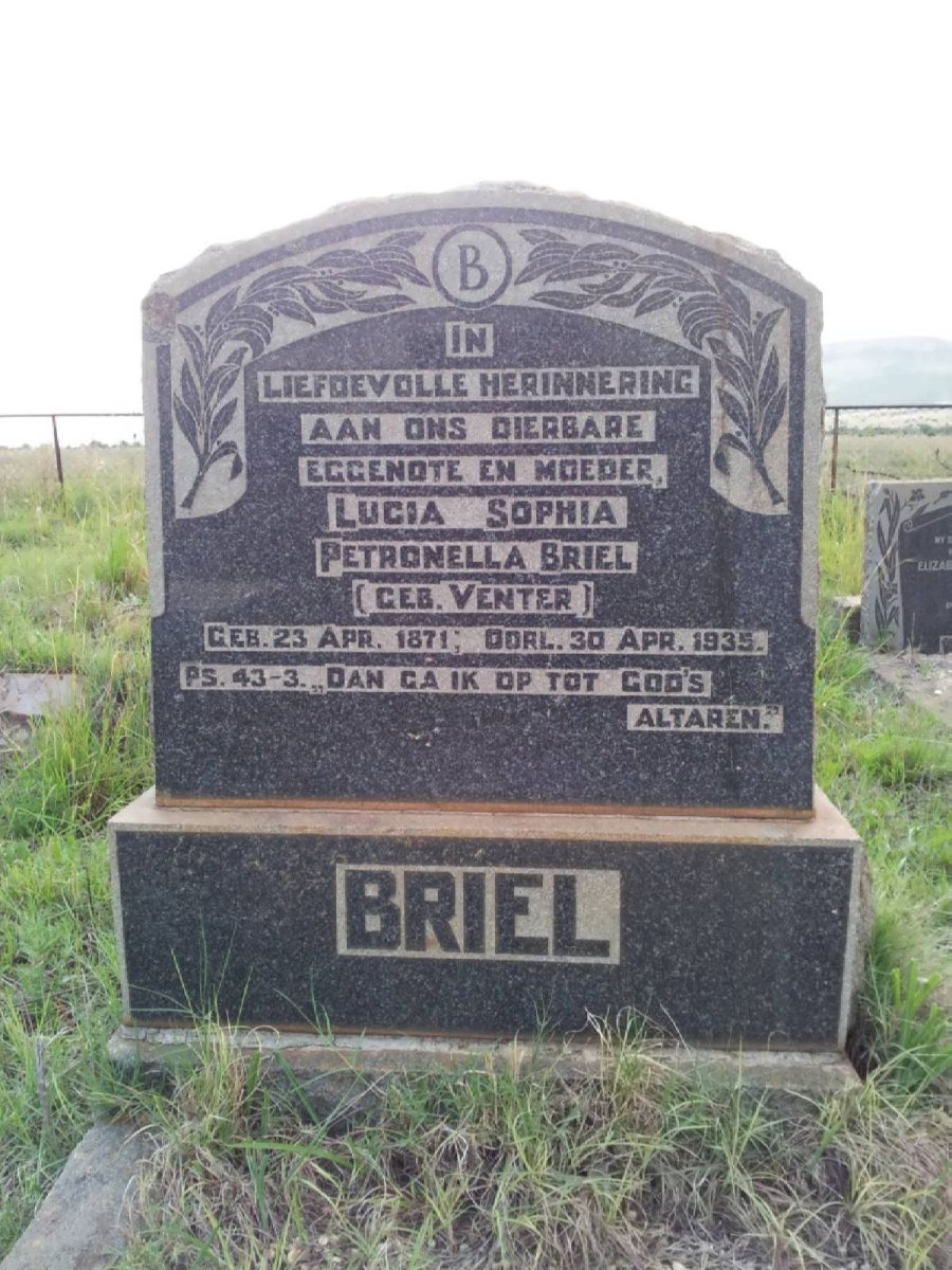 BRIEL Lucia Sophia Petronella nee VENTER 1871-1935
