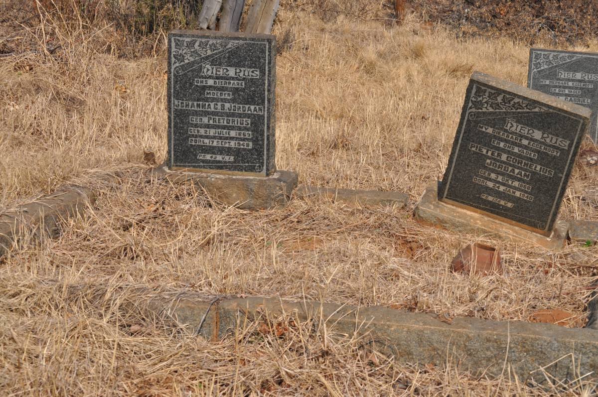 JORDAAN Pieter Cornelius 1868-1940 & Johanna C.B. PRETORIUS 1869-1948