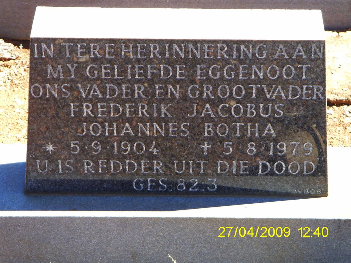 BOTHA Frederik Jacobus Johannes 1904-1979
