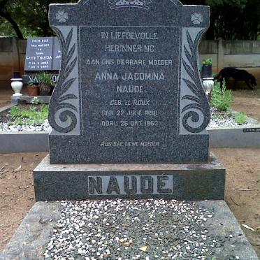 NAUDE Anna Jacomina nee LE ROUX 1890-1953