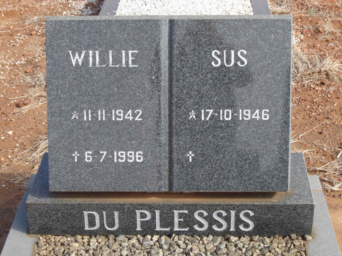 PLESSIS Willie 1942-1996 &amp; Sus 1946-