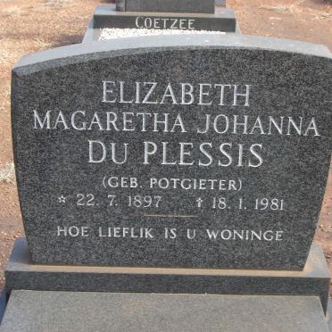 PLESSIS Elizabeth Magaretha, du 1897-1981
