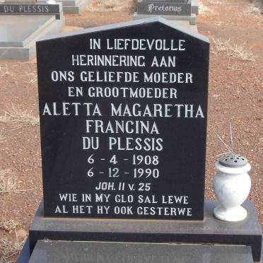 PLESSIS Aletta Margaretha Francina, du 1908-1990