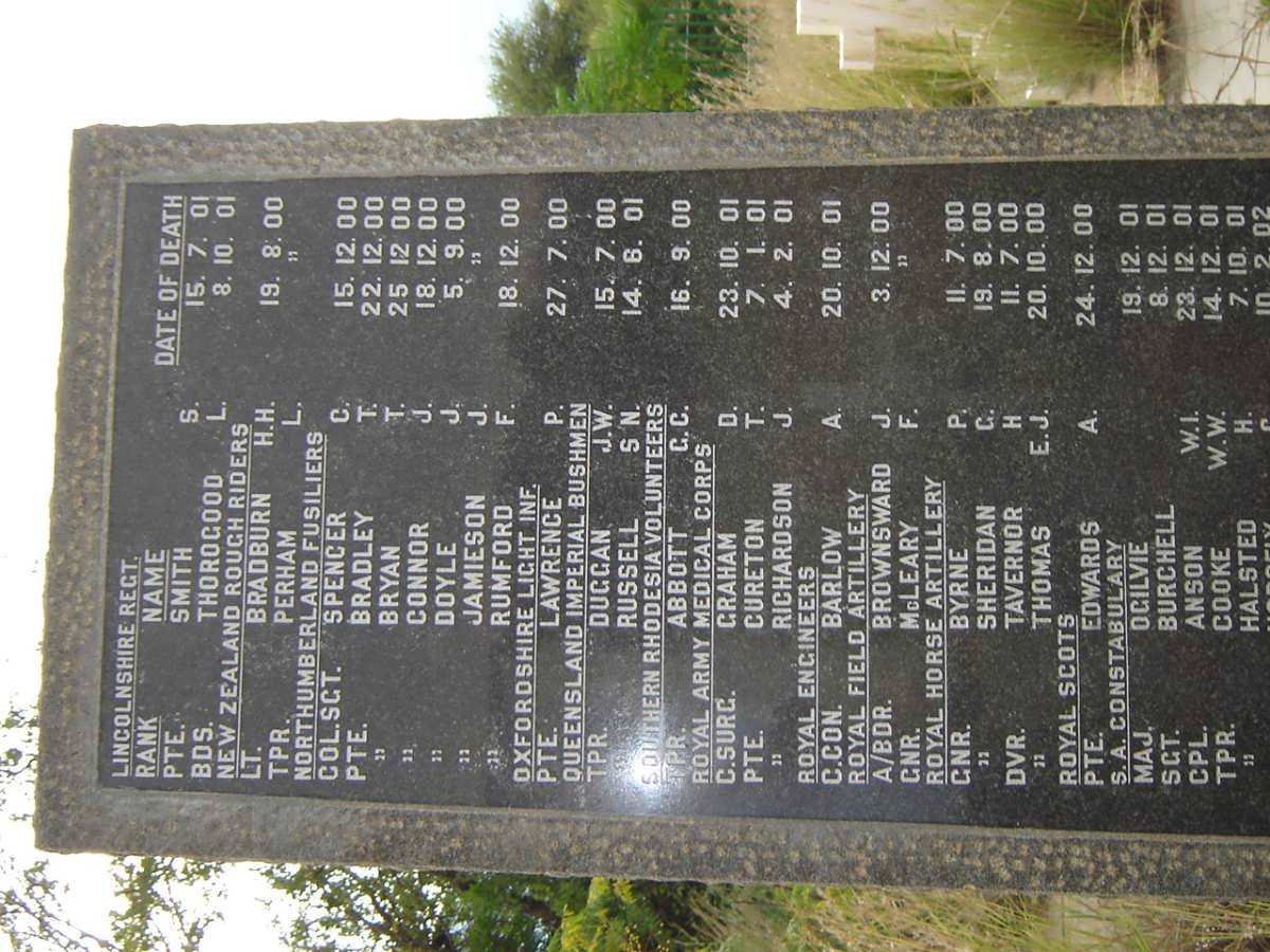 MEMORIAL IN REMEMBRANCE OF FALLEN SOLDIERS 1899-1902 # 2