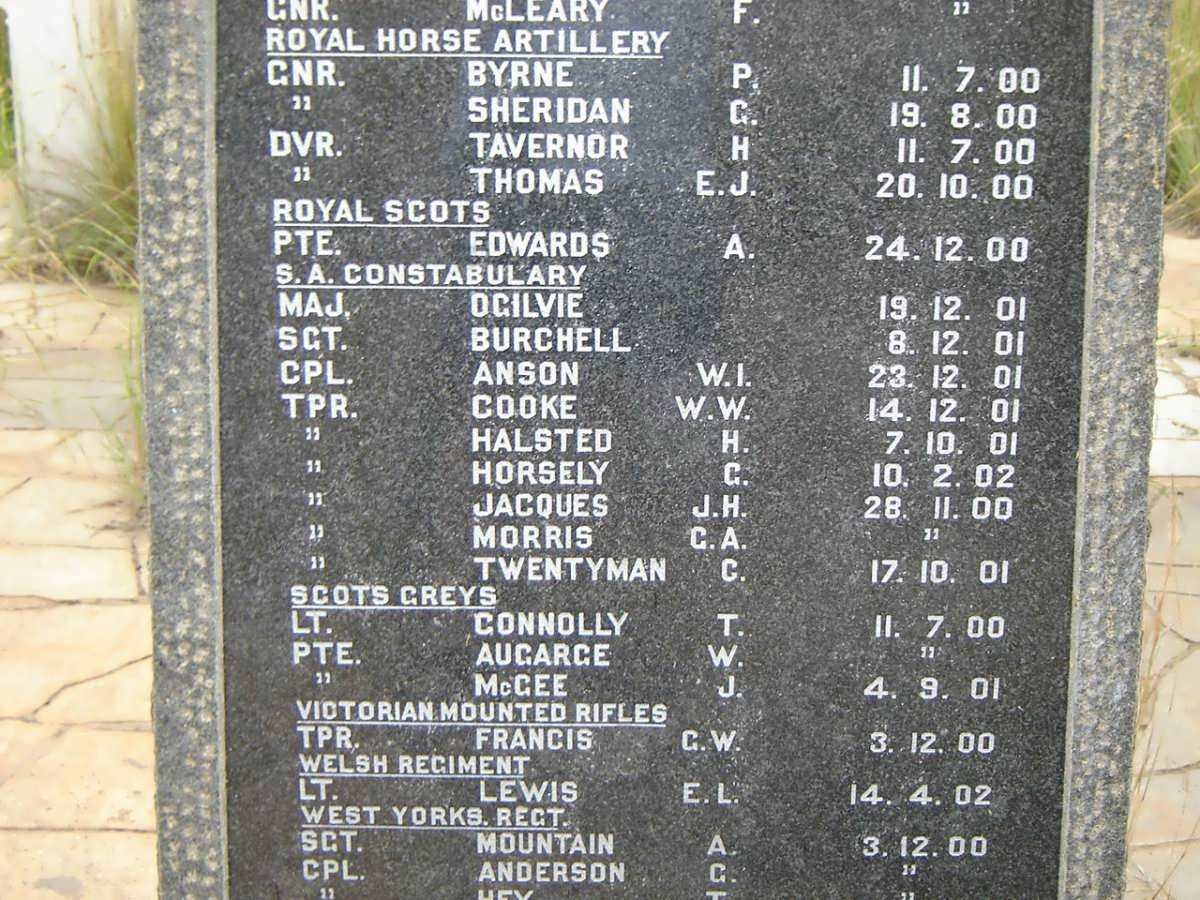 MEMORIAL IN REMEMBRANCE OF FALLEN SOLDIERS 1899-1902 #2