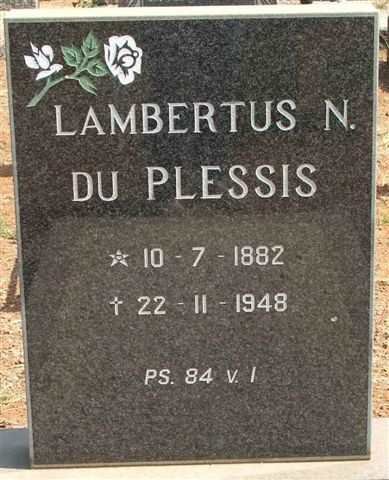 PLESSIS Lambertus N., du 1882-1948