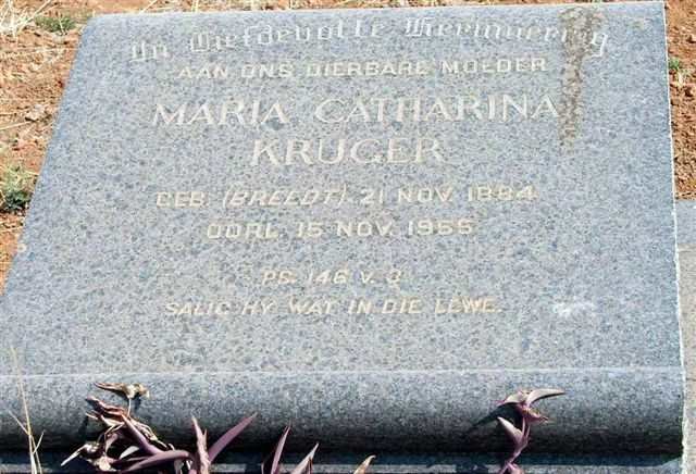 KRUGER Maria Catharina nee BREEDT 1884-1955