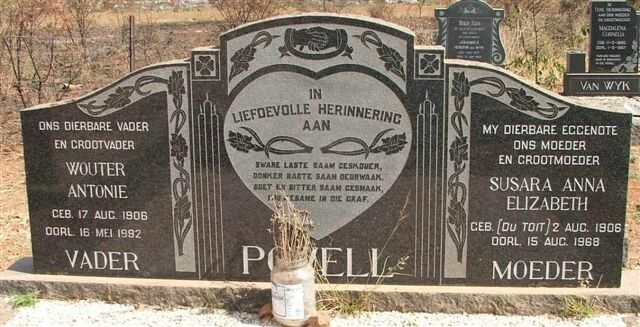 POWELL Wouter Antonie 1906-1992 &amp; Susara Anna Elizabeth DU TOIT 1906-1968