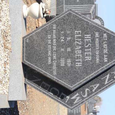 ASWEGEN Hester Elizabeth, van 1931-1988