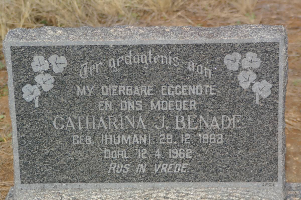 BENADE Catharina J. nee HUMAN 1883-1962