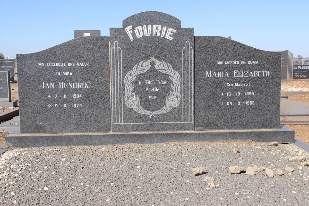 FOURIE Jan Hendrik 1904-1974 &amp; Maria Elizabeth MARITZ 1899-1983