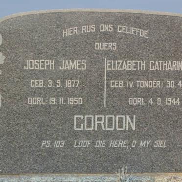 GORDON Joseph James 1877-1950 &amp; Elizabeth Catharina J.J. v. TONDER 1881-1944