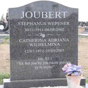 JOUBERT Stephanus Wepener 1911-2002 &amp; Catherina Adriana Wilhelmina 1912-2003