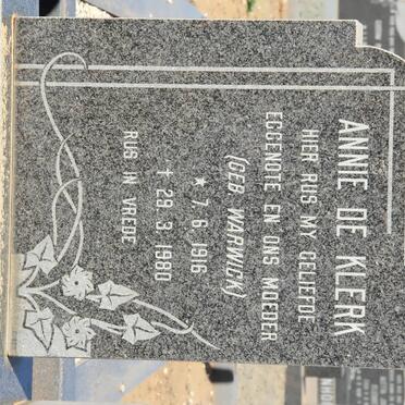 KLERK Annie, de nee WARWICK 1916-1980
