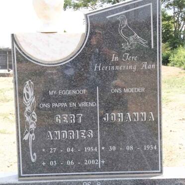 KOEGELENBERG Gert Andries 1954-2002 &amp; Johanna 1954-