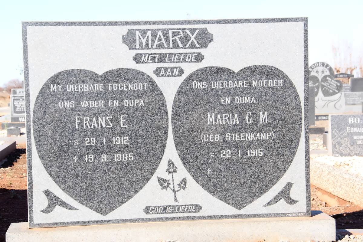 MARX Frans E. 1912-1985 &amp; Maria G.M. STEENKAMP 1915-
