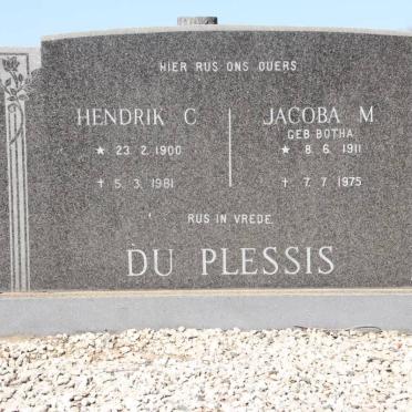 PLESSIS Hendrik C., du 1900-1981 &amp; Jacoba M. BOTHA 1911-1975
