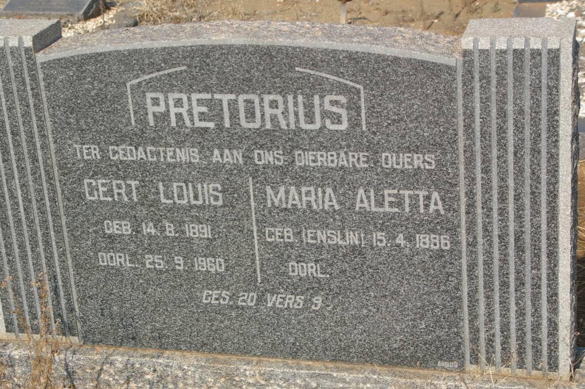 PRETORIUS Gert Louis 1891-1960 &amp; Maria Aletta ENSLIN 1896-
