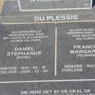 PLESSIS Daniel Stephanus, du 1941-2008 &amp; Francis Margaret 1943-