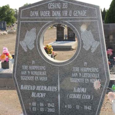 SWART Barend Hermanus 1942-2002 &amp; Naomi COCK 1942-