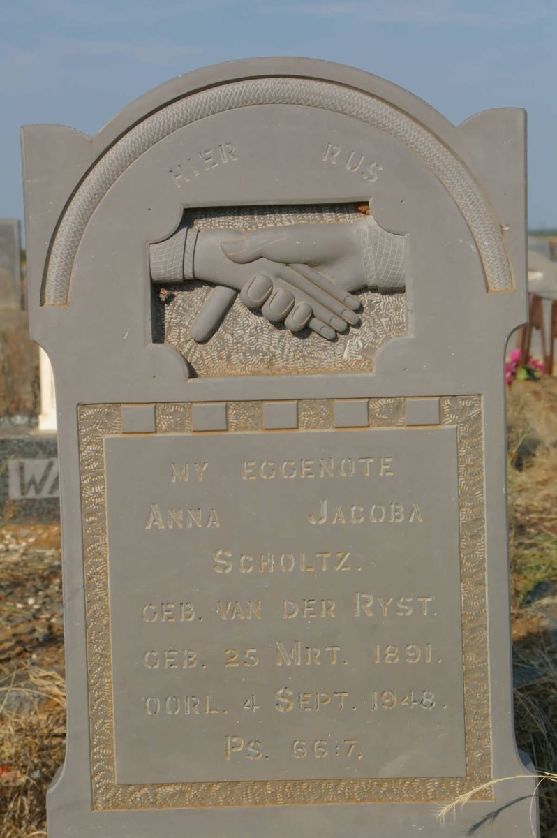 SCHOLTZ Anna Jacoba nee van der RYST 1891-1948