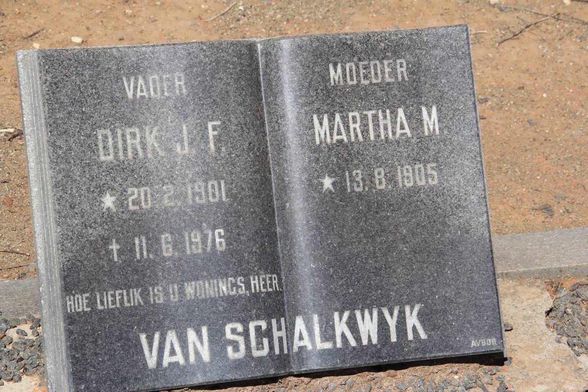 SCHALKWYK Dirk J.F., van 1901-1976 &amp; Martha M. 1905-