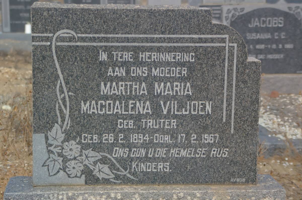 VILJOEN Martha Maria Magdalena nee TRUTER 1894-1967