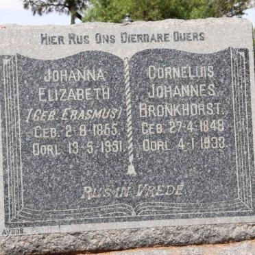 BRONKHORST Cornelius Johannes 1848-1933 &amp; Johanna Elizabeth ERASMUS 1865-1951