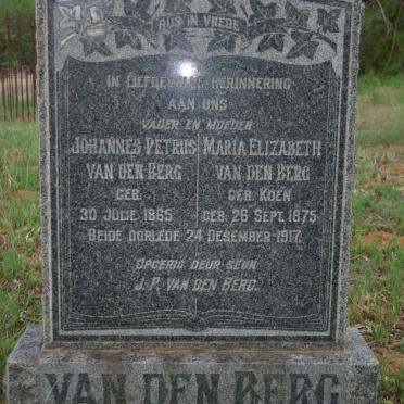 BERG Johannes Petrus, van den 1865-1917 &amp; Maria Elizabeth KOEN 1875-1917