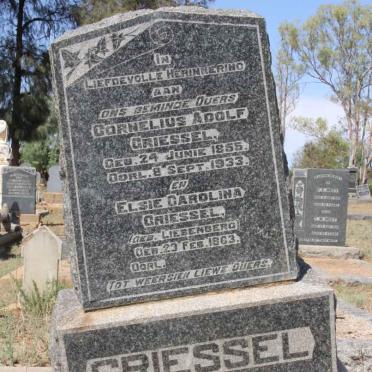 GRIESSEL Cornelius Adolf 1855-1933 &amp; Elsie Carolina LIEBENBERG 1863-