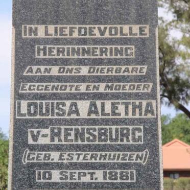 RENSBURG Louisa Aletha, van nee ESTERHUIZEN 1881-1931