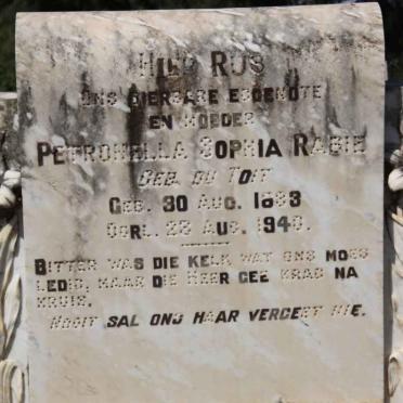 RABIE Petronella Sophia nee DU TOIT 1883-1940