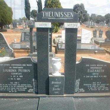 THEUNISSEN Lourens Petrus 1931-1984 &amp; Elizabeth VAN DER WALT 1931-