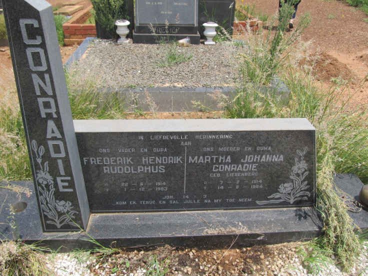 CONRADIE Frederik Hendrik Rudolphus 1914-1983 & Martha Johanna LIEBENBERG 1914-1984