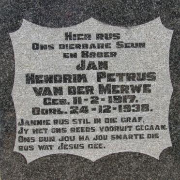 MERWE Jan Hendrik Petrus, van der 1917-1938