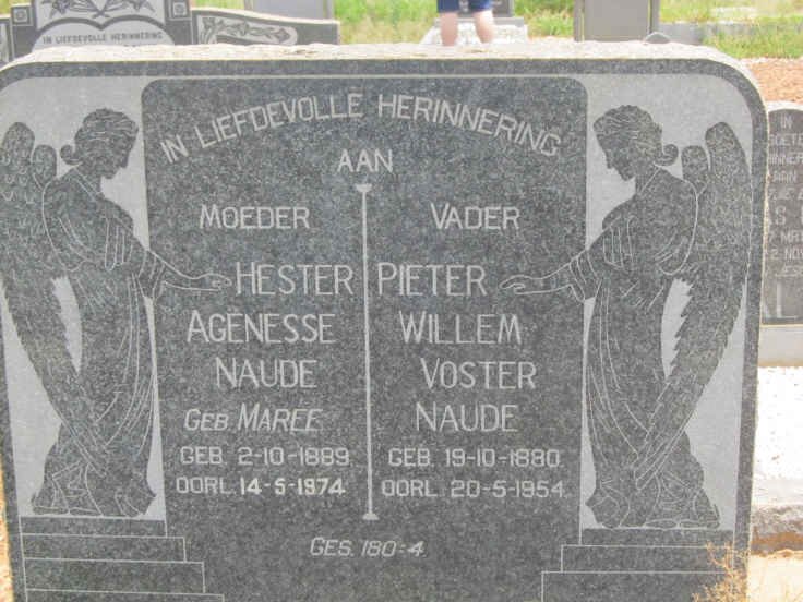 NAUDE Pieter Willem Voster 1880-1954 &amp; Hester Agenesse MAREE 1889-1974