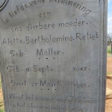 RETIEF Aletta Bartholomina nee MÖLLER 1847-1889