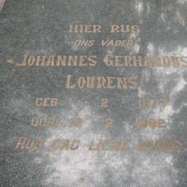 LOURENS Johannes Gerhardus 1877-1982