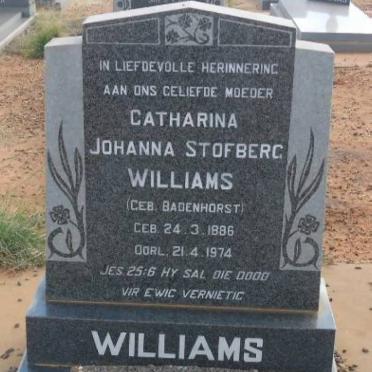 WILLIAMS Catharina Johanna Stofberg nee BADENHORST 1886-1974
