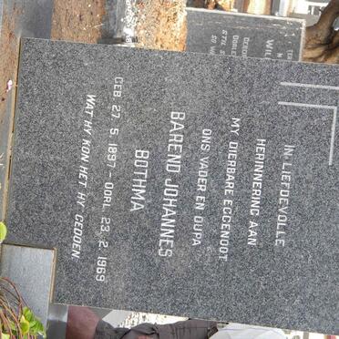 BOTHMA Barend Johannes 1897-1969
