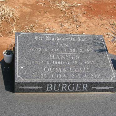 BURGER Jan 1914-1968 &amp; Lulu 1914-2001 :: BURGER Hannes 1941-1957
