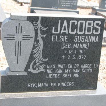 JACOBS Elsie Susanna nee MAHNE 1911-1977