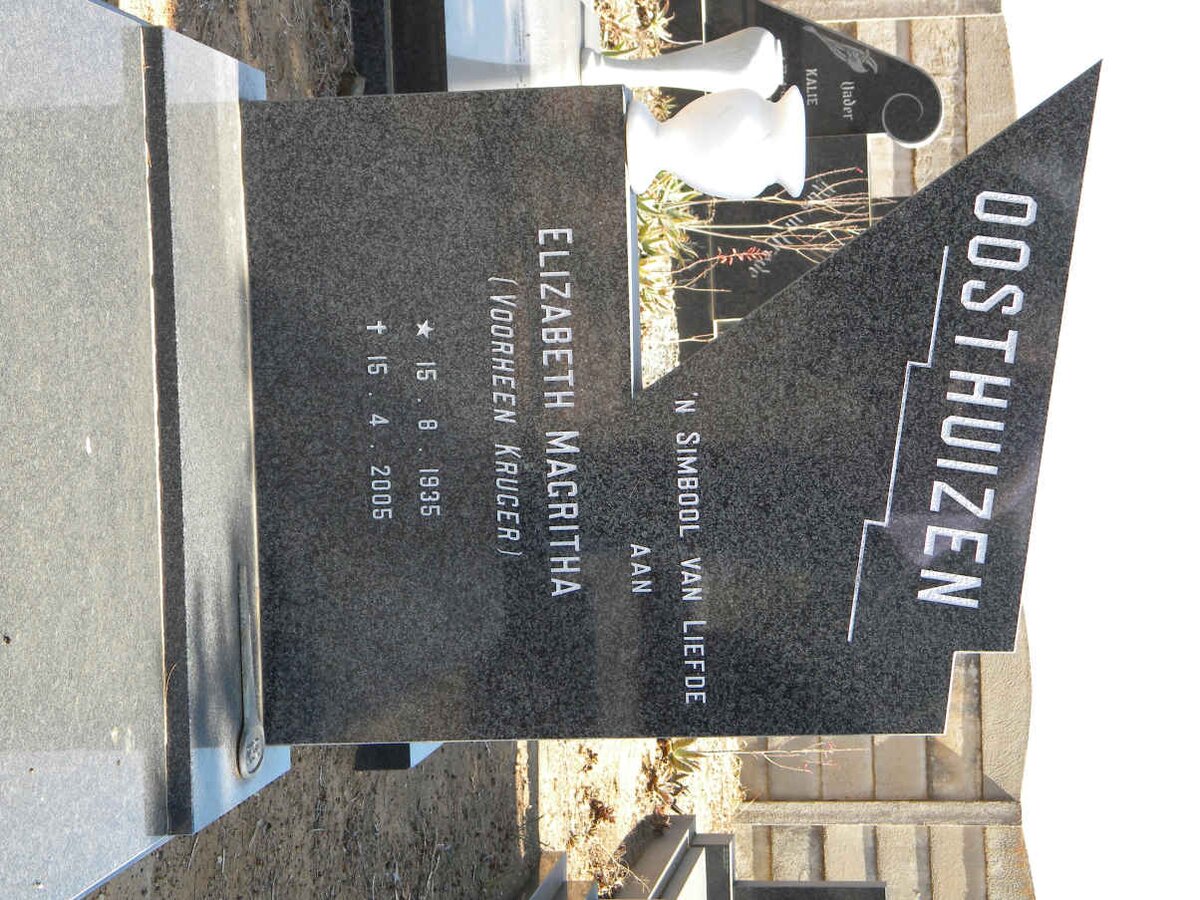 OOSTHUIZEN Elizabeth Magritha Formerly KRUGER 1935-2005