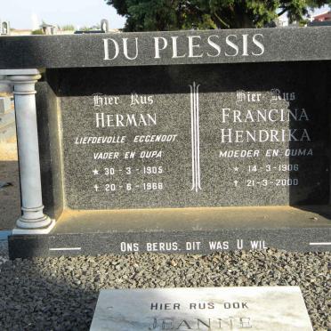 PLESSIS Herman , du 1905-1968 &amp; Francina Hendrika 1906-2000 :: DU PLESSIS Jeanne 1942-1977